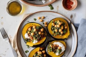 Chickpeas and Acorn Squash with Chimichurri