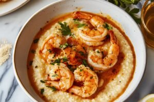 Garlic Butter Shrimp with Creamy Grits