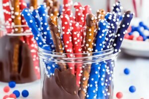 4th of July Chocolate Covered Pretzel Rods