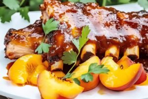 Baby Back Ribs with Balsamic Peach BBQ Sauce