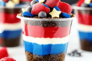 Red White and Blue Dirt Cups Recipe