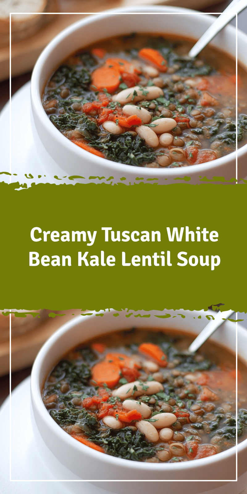 Tuscan White Bean and Kale Lentil Soup